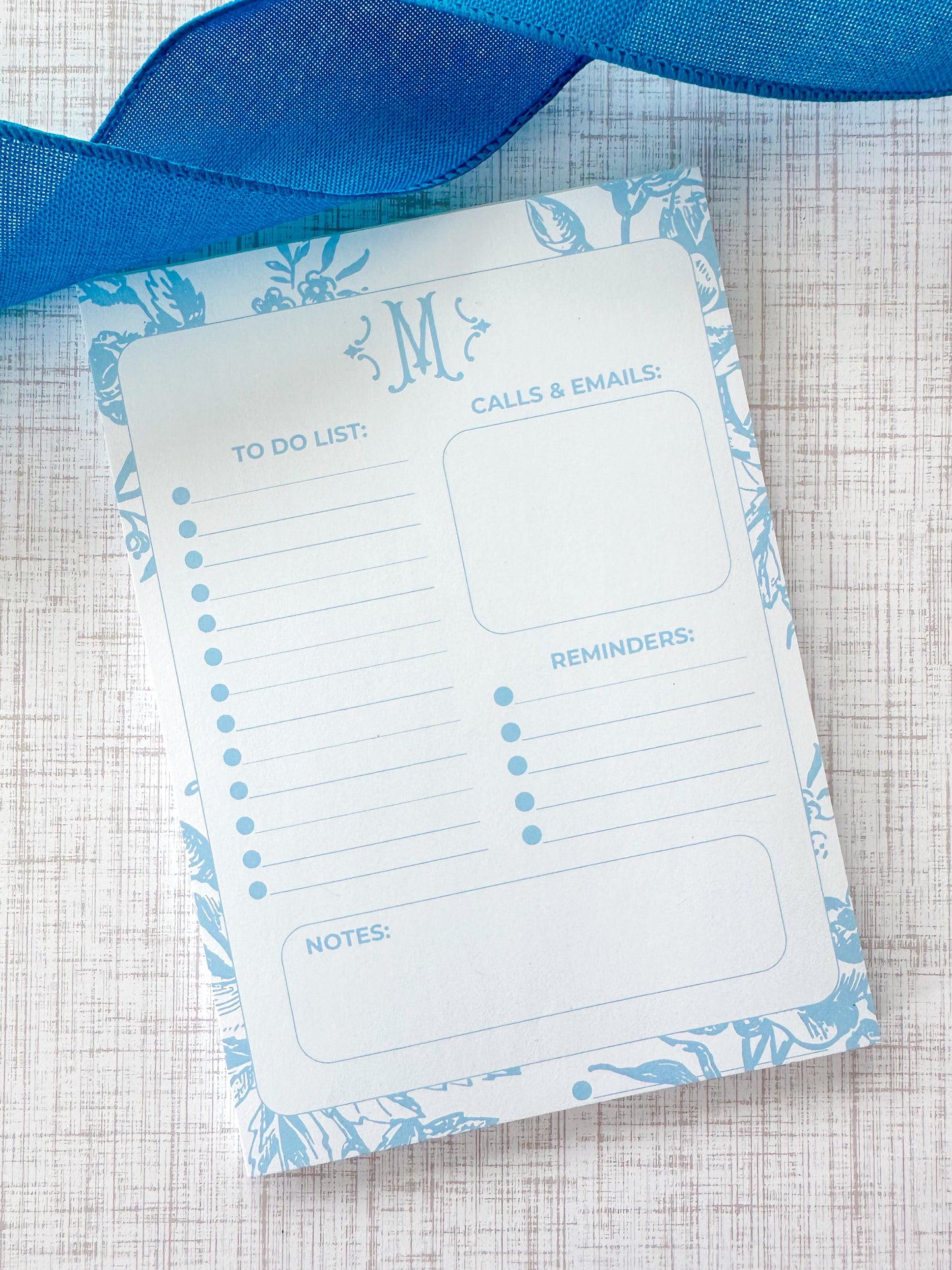 Blue Vintage Floral Planner Pad