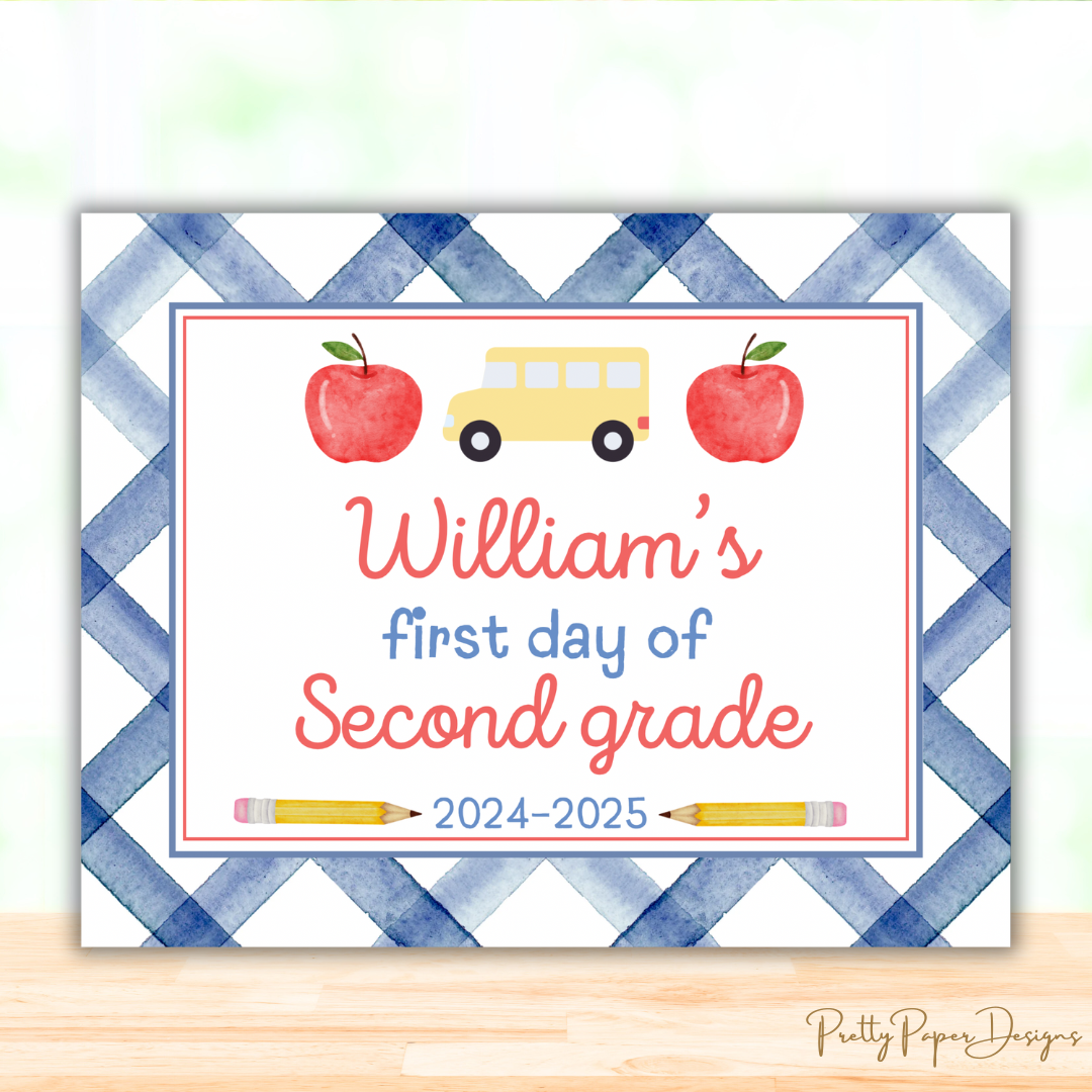 Navy Gingham Back to School Poster