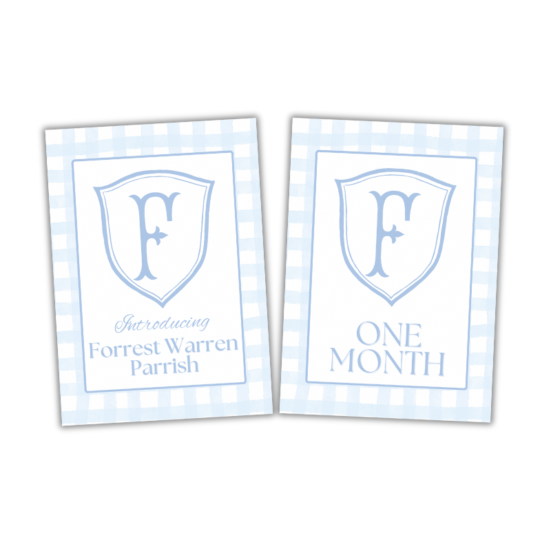 Baby Boy Gingham Milestone Cards