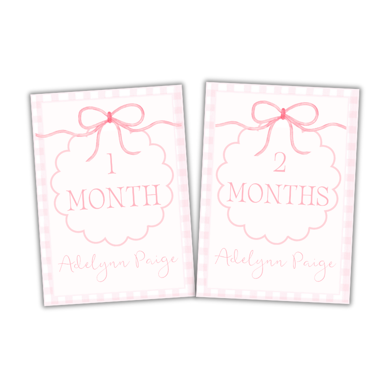 Baby Girl Gingham Milestone Cards