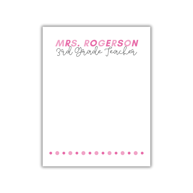 Double Pink Teacher Notepad