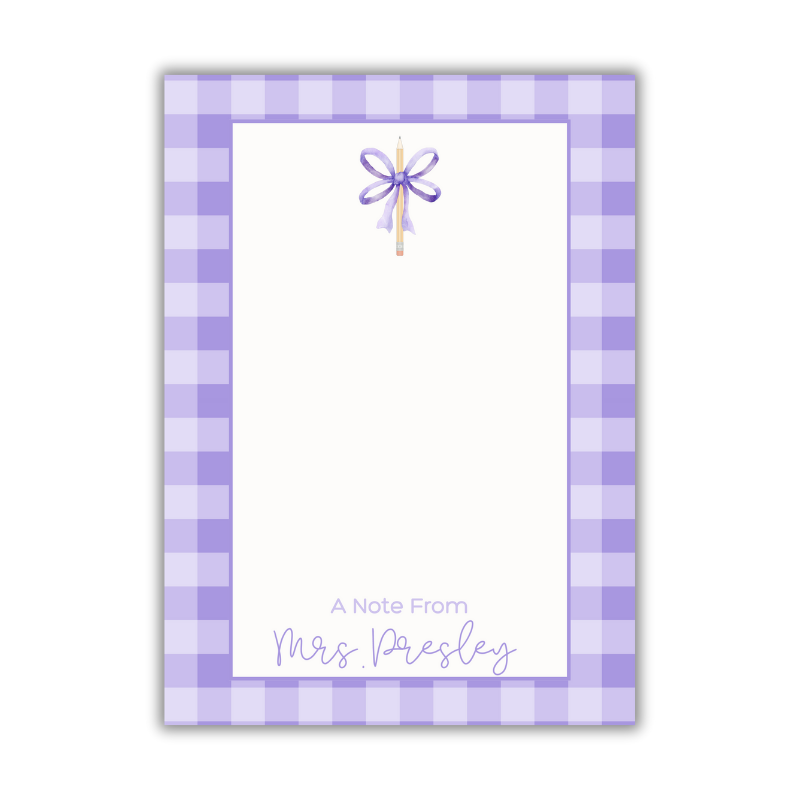 Purple Gingham Teacher Notepad