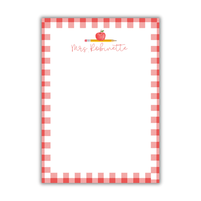 Red Gingham Teacher Notepad