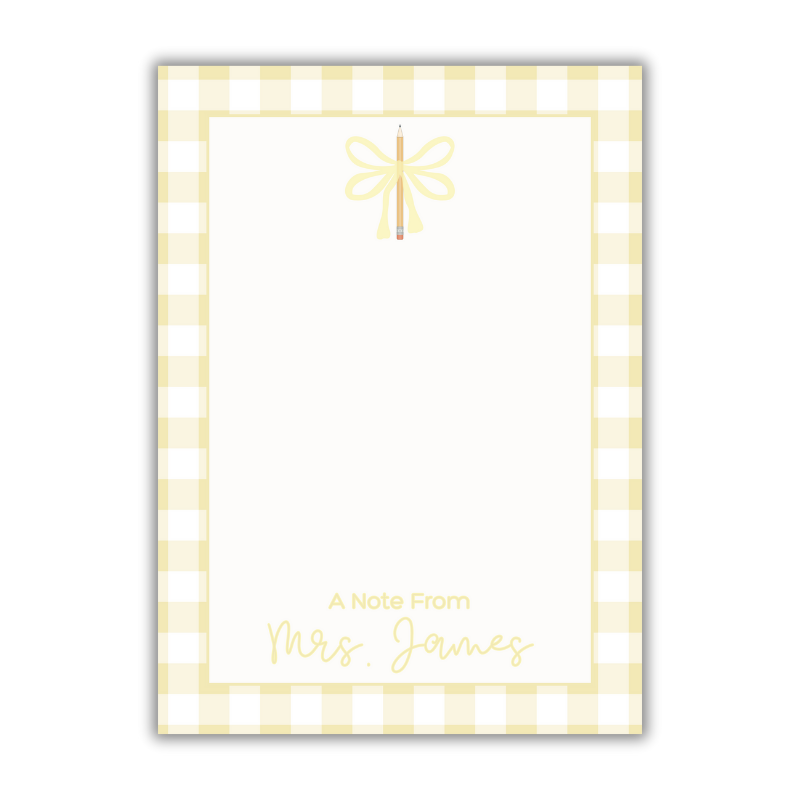 Yellow Gingham Teacher Notepad