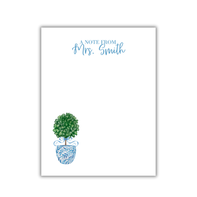 Blue Bow Boxwood Notepad
